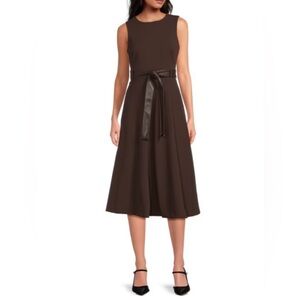 Calvin Klein Brown Midi Dress with Belt
